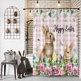 thumbnail image 3 of Shower Curtain for Bathroom Easter Rabbit Pink Buffalo Plaid Waterproof Bath Curtains Shower Curtains with Hooks,Spring Rose Flower Leaves Bathroom Curtain Privacy Drapes for Bathtubs Toilet 72x72in, 3 of 9