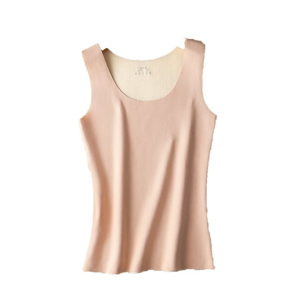 Gpaecead Solid Color Sleeveless Tank Tops for Women, Scoop Neck Womens Tank Tops L Beige