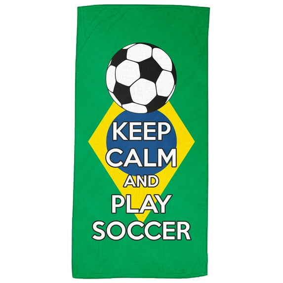 Keep Calm and Play Soccer - Soccer Fanatics' Beach Towel 30" x 60" (Brazil)