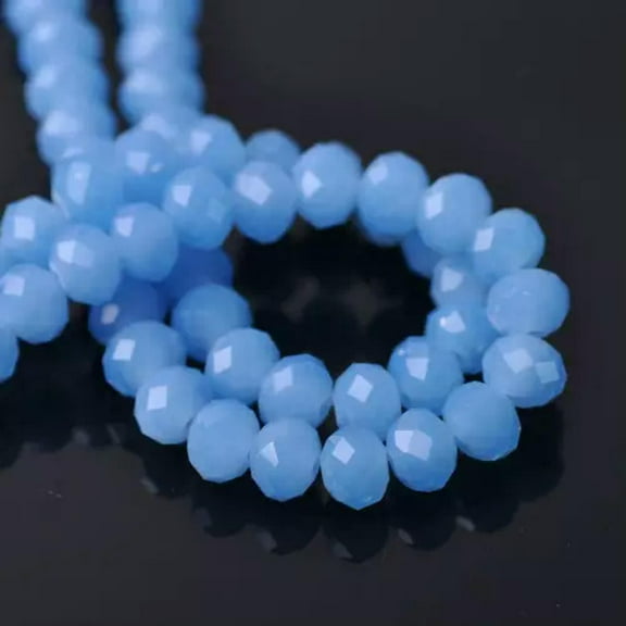 EOEMY Rondelle Faceted Crystal Glass Loose Spacer Beads Lot 3mm 4mm 6mm 8mm 10mm 12mm-38) Jade Light Blue-10X7mm (15Pcs)
