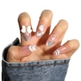 thumbnail image 1 of Set de uñas postizas HUOGUO White Bow Ballet Nails con gel de gelatina, 1 of 4