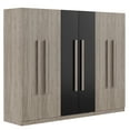 thumbnail image 5 of 6-Doors Wooden Wardrobe Storage for Bedroom,with 2 Drawers Inside,Black+Nature, 5 of 9