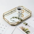 thumbnail image 5 of 13.78" Vintage Glass Metal Trays Mirror Vanity Perfume Organizer Dresser Bathroom Octagon Tray Home, 5 of 10
