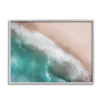 Stupell Industries Aerial Beach Foam View Landscape Painting Gray Framed Art Print Wall Art, 30 x 24