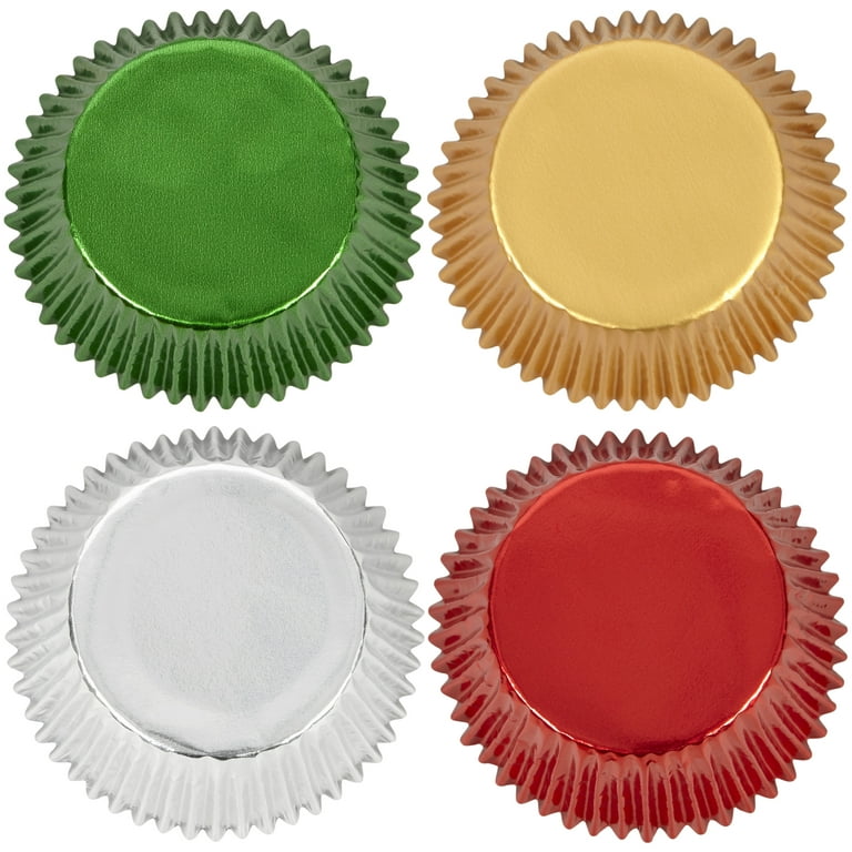 Wilton Christmas 48 Ct Foil Red, Green, Silver, Gold Baking Cups