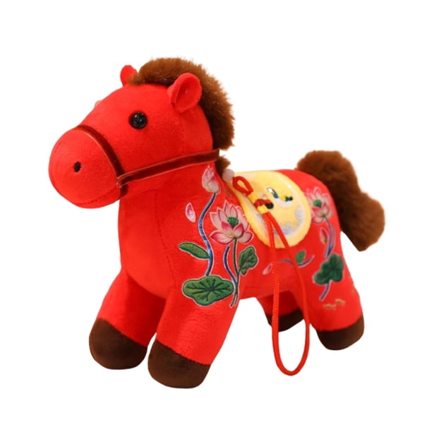 Decoración del hogar, decoración de habitaciones, decoración de paredes, año de los caballos, peluches con estampado de loto, adornos de ponis pequeños del zodiaco chino, para llaves, bolsos y decorac