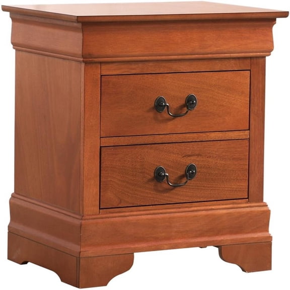 Maklaine Modern / Contemporary 2 Drawer Nightstand in Oak Finish