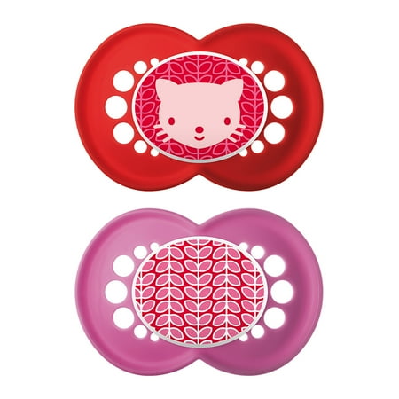 MAM Pacifiers, Baby Pacifier 6+ Months, Best Pacifier for Breastfed Babies, ‘Trends' Design Collection, Girl, 2-Count