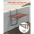 thumbnail image 4 of 5-Level Adjustable Metal Folding Balcony Railing Table, 19"x24" Outdoor Hanging Bar Table for Railings (Fits 1" to 4.7"), Serving Table for Patio, Deck & Small Spaces, 4 of 10