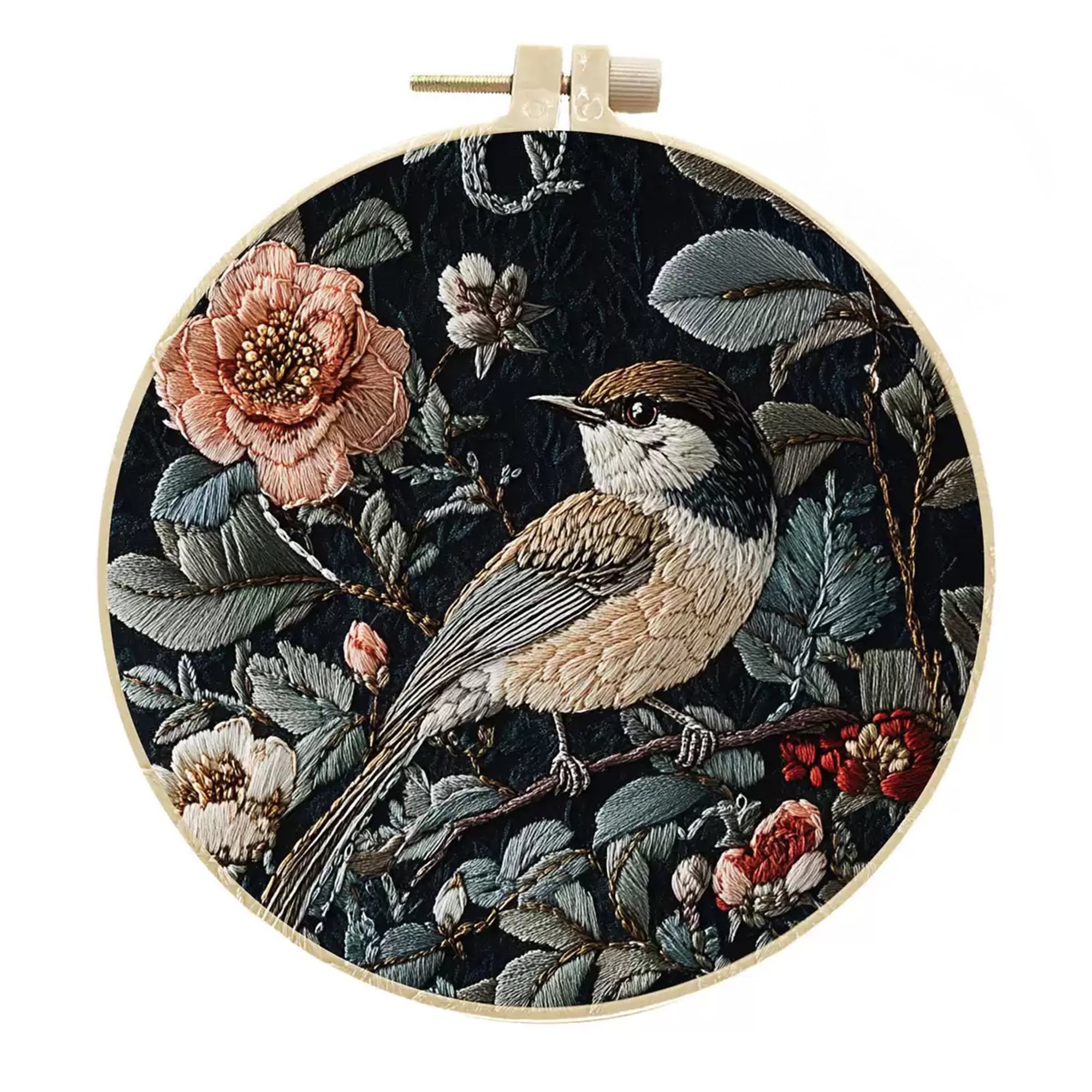 4 Pack Bird and Flower Embroidery Kits for Adults Beginners Realistic Floral Nature Needlepoint DIY Hoop Art Craft Set