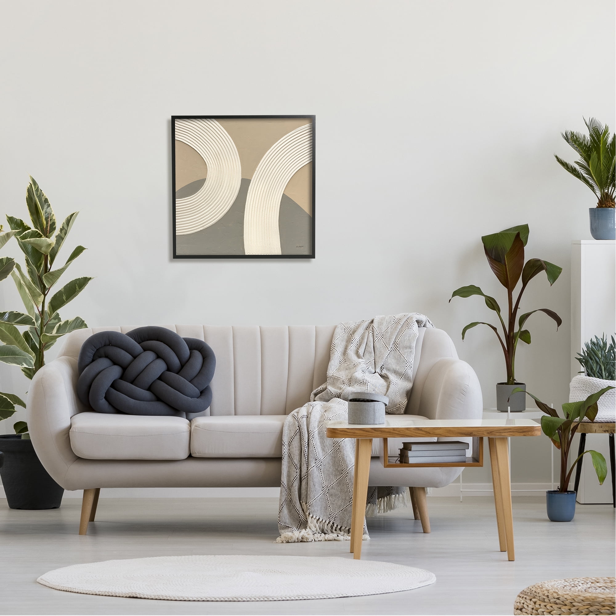 Stupell Industries Contemporary Circular Shapes Abstract Painting Black Framed Art Print Wall Art, 24 x 24