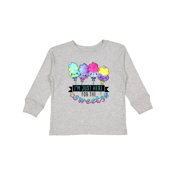 Inktastic I'm Just Here for the Sweets with Spun Sugar Candy Boys or Girls Long Sleeve Toddler T-Shirt