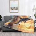 thumbnail image 2 of Honeii Sailing Dancing Dolphin print throw blanket, crafted from cozy cotton flannel, offers versatile home decor as a bedding suitable for all seasons.-60"x50", 2 of 6