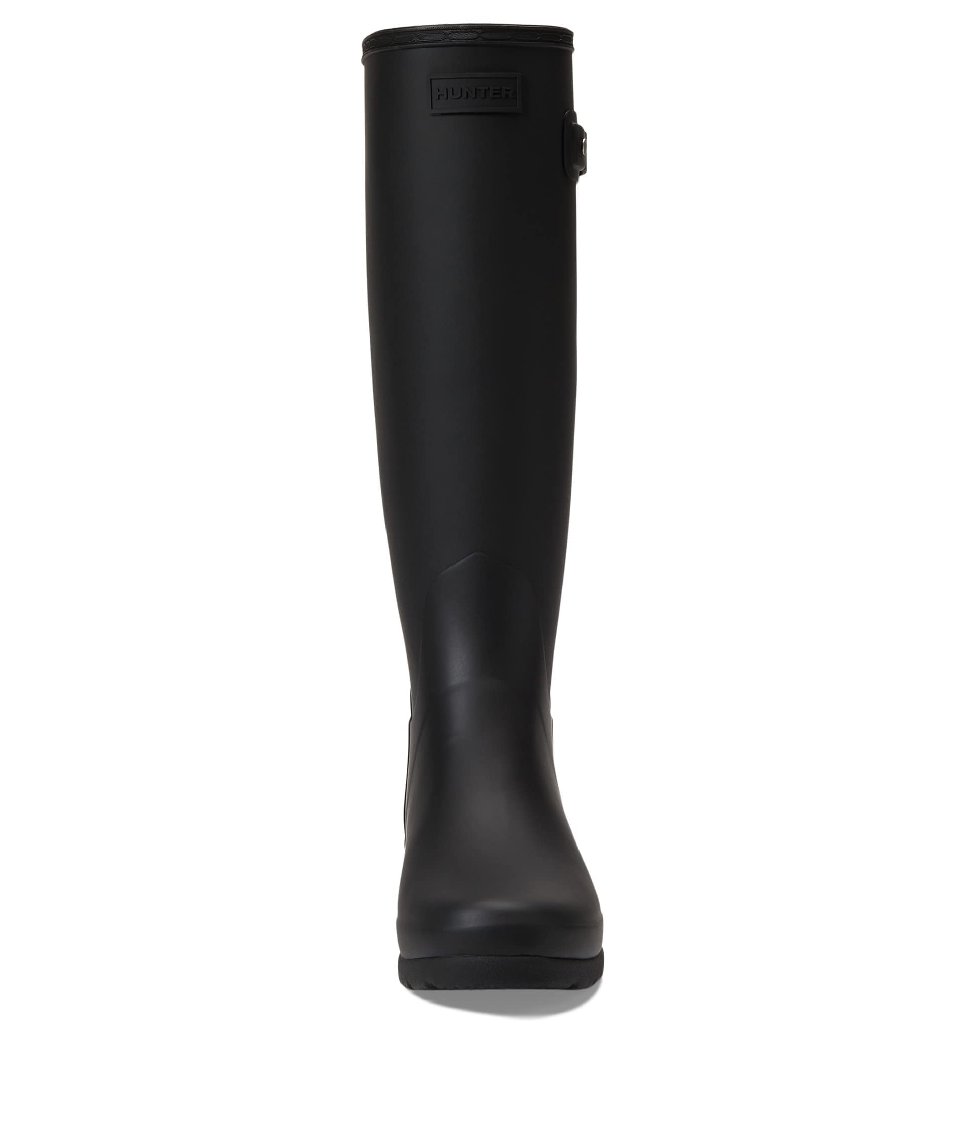 Hunter Women's Refined Tall Studded Back Strap Rain Boots, Black