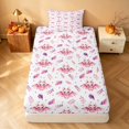 thumbnail image 4 of Homewish Watercolor Pink Bat Twin Sheets for Girls, FHalloween Theme Bedding, Pink Purple White, 3 Pieces (1 Flat Sheet, 1 Fitted Sheet and 1 Pillowcase), 4 of 5