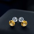 thumbnail image 3 of Gem Stone King 1.40 Ct Round 6mm Yellow Citrine 10K White Gold Stud Earrings for Women Men, 3 of 3
