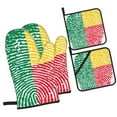 thumbnail image 2 of Benin Flag Oven Mitts And Pot Holders Sets Baking Sets For Kitchen Bbq Gloves Heat Resistant Cooking Fingerprint Country Pride Identity 4 Pcs, 2 of 8