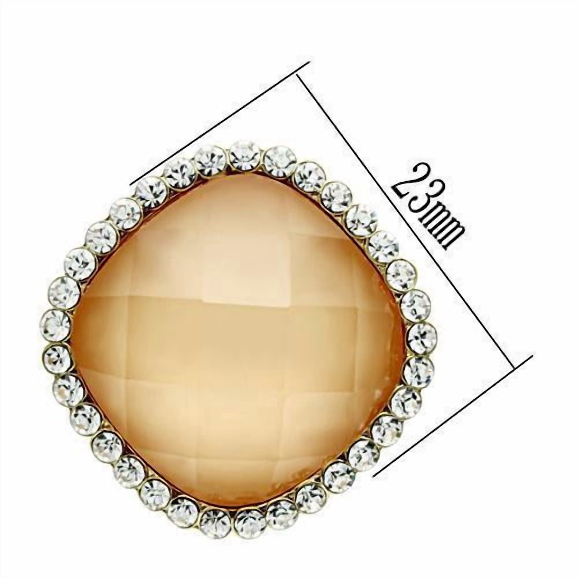 Women's Brass IP Gold Synthetic Clear Orange Square Earrings