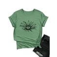 thumbnail image 3 of QAFOPEH Women Daisy Print Round Neck Short Sleeve Pullover T-Shirt, 3 of 3