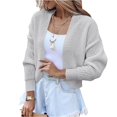 thumbnail image 2 of Women's Fashion Long Sleeve Open Front Knit Cropped Cardigan Sweaters Solid Color Casual Drop Shoulder Short Shrugs Sweater Coats, 2 of 5