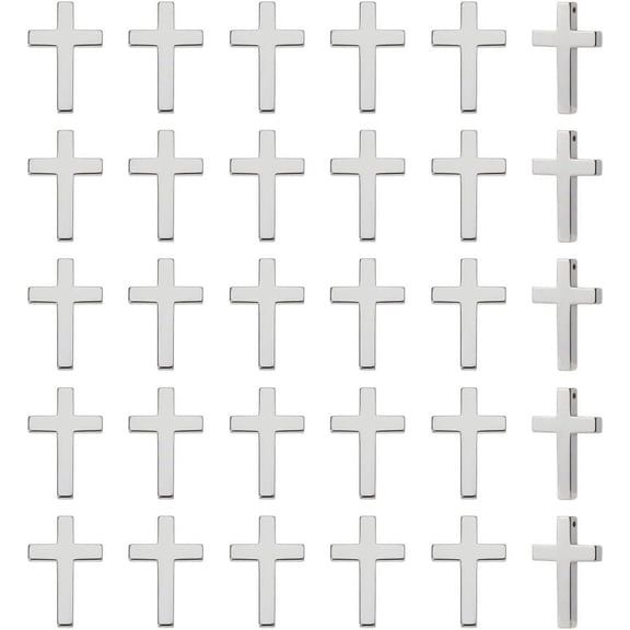 30Pcs Non-magnetic Synthetic Hematite Pendants Cross Charms 23x35x4mm