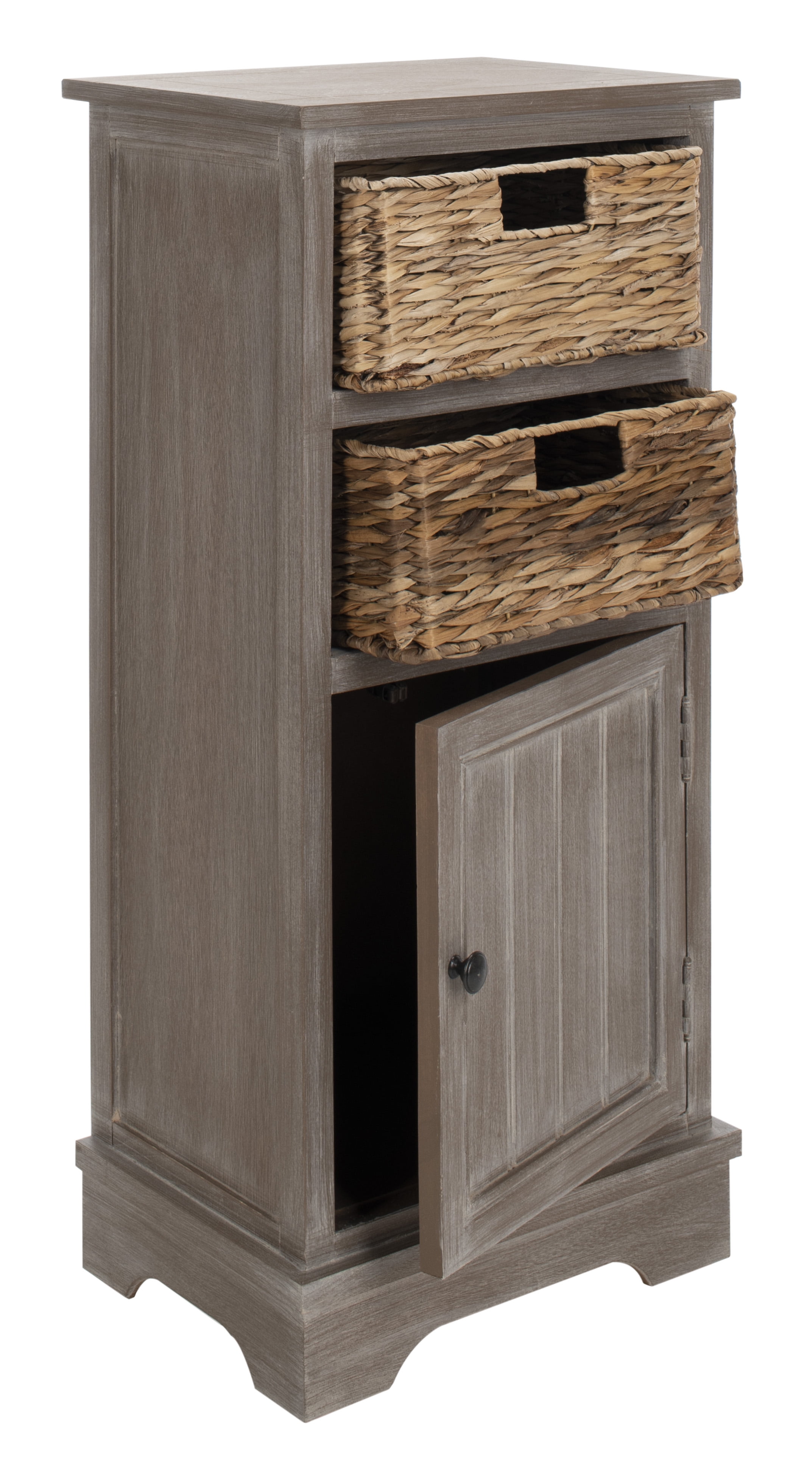 SAFAVIEH Connery Solid Nautical 2 Wicker Basket Storage Cabinet, Cherry