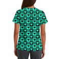 thumbnail image 4 of Cute Scrub Tops Stretchy Short Sleeve V Neck Cartoon Print Pattern Nursing Working Uniform Caregiver Top Green 4XL, 4 of 5