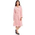 thumbnail image 1 of Terry Wrap Belted Short Hoodie Bathrobe with Contrast Piped Trim (XL, Pink), 1 of 2
