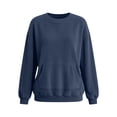 thumbnail image 5 of Yrmaups Cozy Long Sleeve Pullover Sweater for Women, Soft Casual Fall Winter Top, Loose Fit Solid Comfy Knitwear for Daily Wear, Navy 2XL, 5 of 6