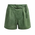 thumbnail image 7 of Sheghy Womens Shorts 100%Cotton Women Casual High Waist Plus Size Non-Stretch Textured Ruched Shorts with Button Drawstring & Pockets Green XL, 7 of 7