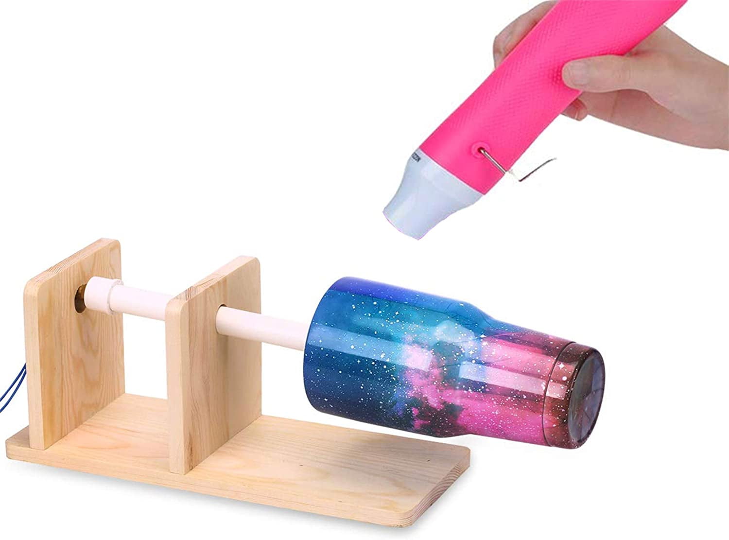 25 Piece Pink Craft Heat Gun With 24 White Wooden Egg Set For Painting