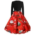 thumbnail image 4 of DYMADE Women Christmas Elegant Printed Knee Length A-line Dress, 4 of 6