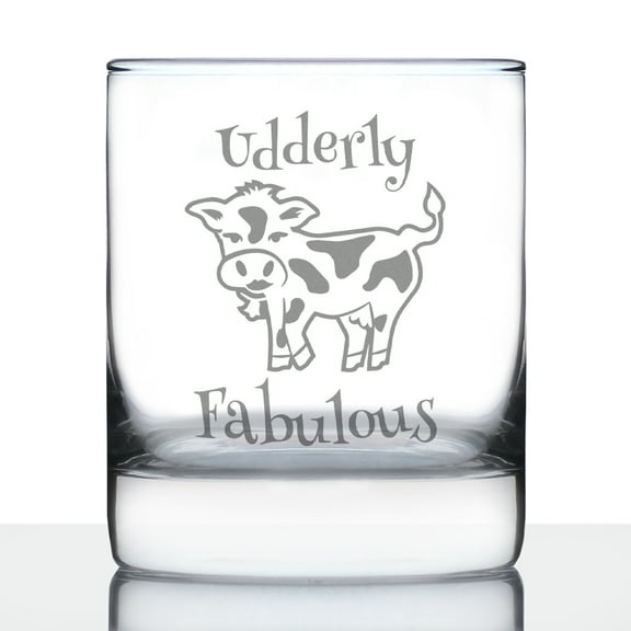 Bevvee Whiskey Rocks Glass 10.25 oz Udderly Fabulous Gifts for Cow Lovers Glassware & Drinkware