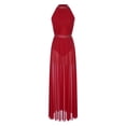 thumbnail image 4 of XUNZOO Lyrical Dance Costume for Women Sleeveless Ballet Leotard Sheer Mesh Flowy Long Wrap Skirt Burgundy M, 4 of 7