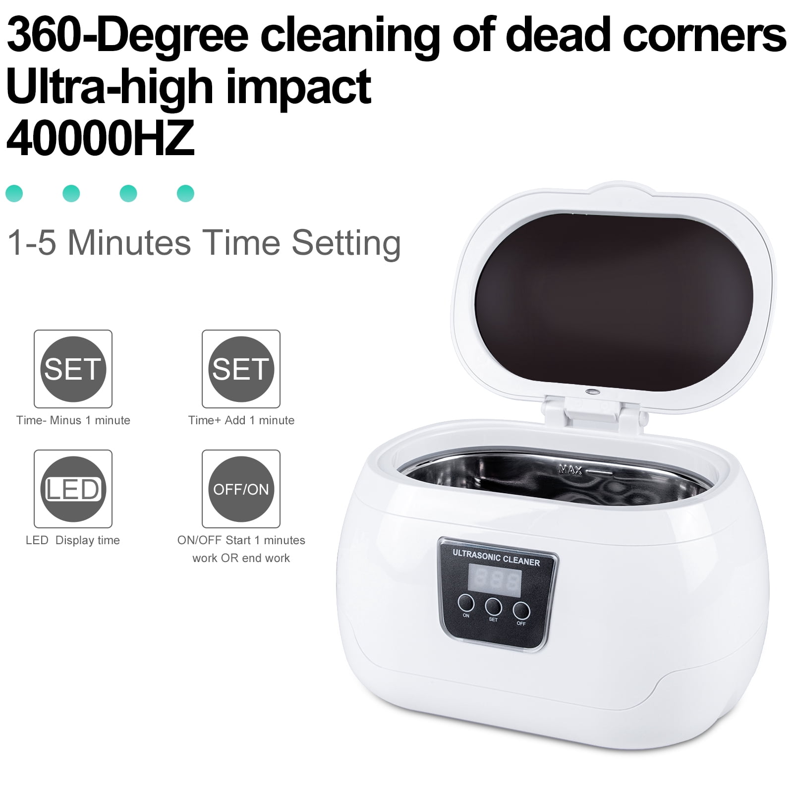 Uten 600ml Professional Ultrasonic Cleaner with Digital Timer for Jewelry, Eyeglasses, Coins