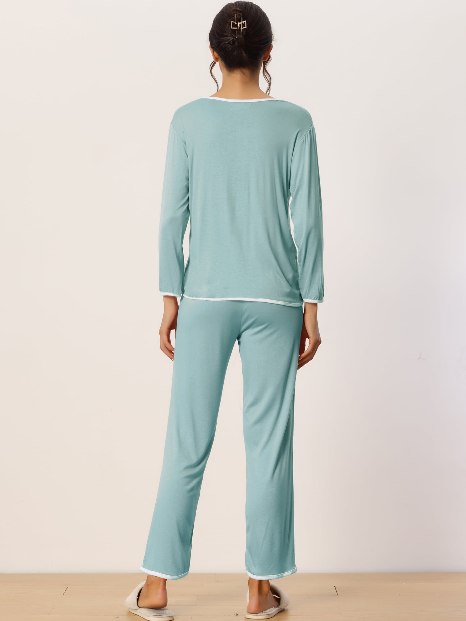 DARING DIVA Women's Long Sleeve Pullover Pajamas Sets XS Light Blue