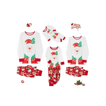 

Gwiyeopda Christmas Matching Family Pajamas Holiday Sleepwear Santa Claus Print Tops Pants Pjs Lounge Set
