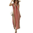 thumbnail image 2 of Maxi Dress Yellow Red Black Striped Dress Female Abstract Art Trendy V Neck High Waist Korean Fashion Boho Beach Long Dresses, 2 of 7