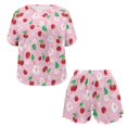 thumbnail image 4 of Yuyamidu Cherry Flower 2 Pcs Women'sPajama Set for Summer Short Sleeve Round Neck Sleep Shirt & Lounge Shorts 2 Piece PJs for Hot Weather, 4 of 7