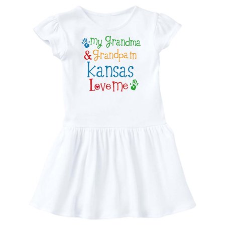 

Inktastic Kansas Grandma Grandpa Loves Me Gift Toddler Girl Dress