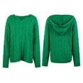 thumbnail image 6 of LYXSSBYX Women Fall Sweaters for Women 2022 Hot Sale Clearance Women Casual Soild Long Sleeve V-neck Hooded Knit Pullover Sweater Coat, 6 of 9