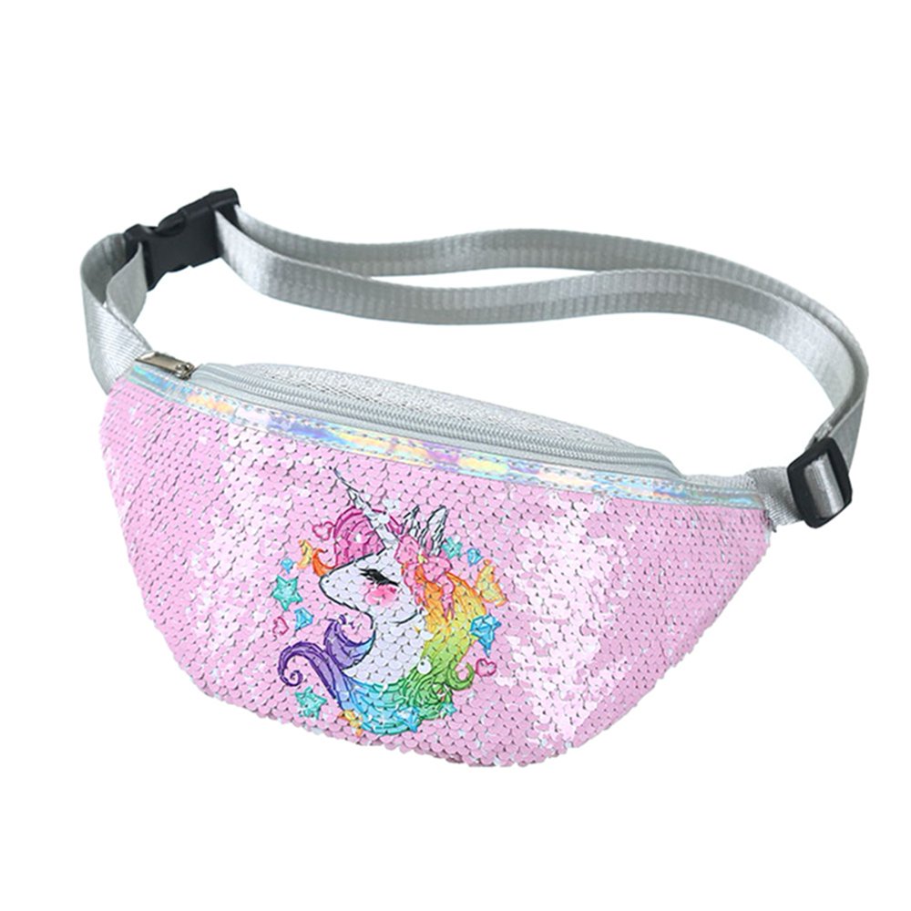 Jsqnanchi Women Teenage Girls Fanny Pack Unicorn Waist Bag Sequin