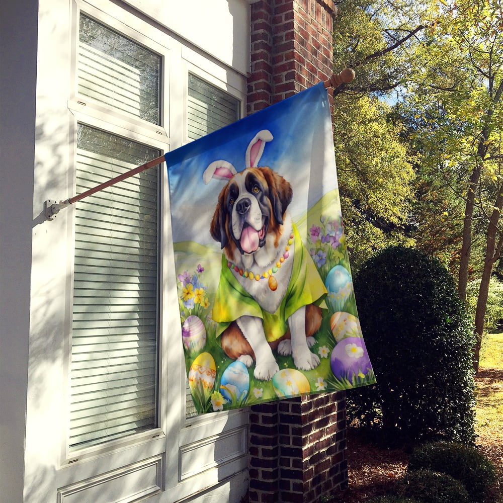 Saint Bernard Easter Egg Hunt House Flag 28 in x 40 in