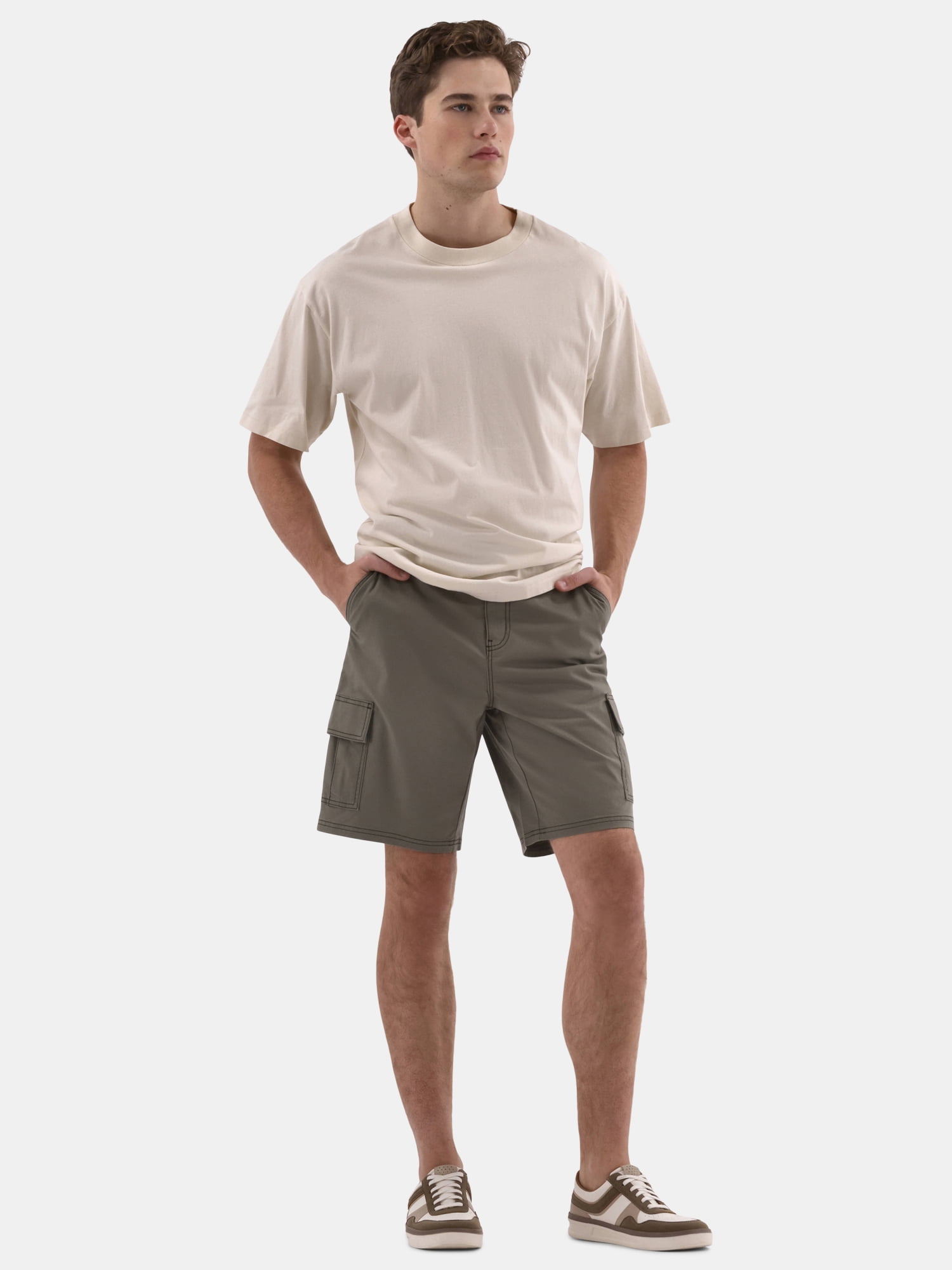 No Boundaries Men's & Big Men's Twill Long Cargo Shorts, 9" Inseam, Sizes XS-5XL