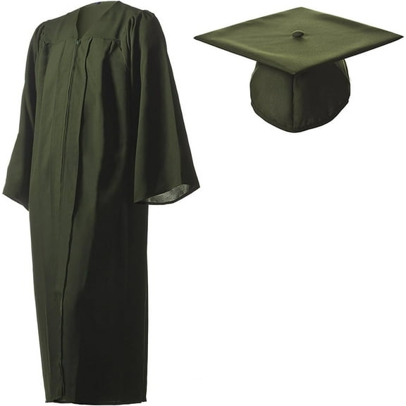Honors Graduation Academic Cap and Gown Set (Forest Green, Matte, Size 33) - Unisex - for heights (3'10" - 4'1")