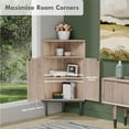 thumbnail image 3 of Brafabhome 40" Tall Corner Cabinet with Handmade Natural Rattan Doors, 4-Tier Free Standing Corner Cabinet with Adjustable Shelves for Living Room Kitchen | Nature, 3 of 6