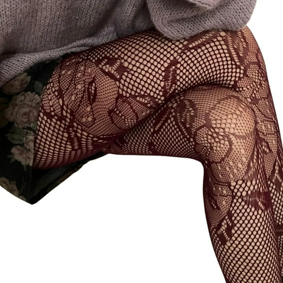 Yokua Hollowed Flower Fishnet Pantyhose High Waist Stretchable Mesh Tights Stockings
