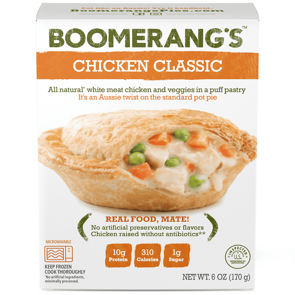 Boomerang Chicken And Mushroom Pie Boomerang's Classic Chicken Pie, 6 oz., (Frozen) - Walmart.com