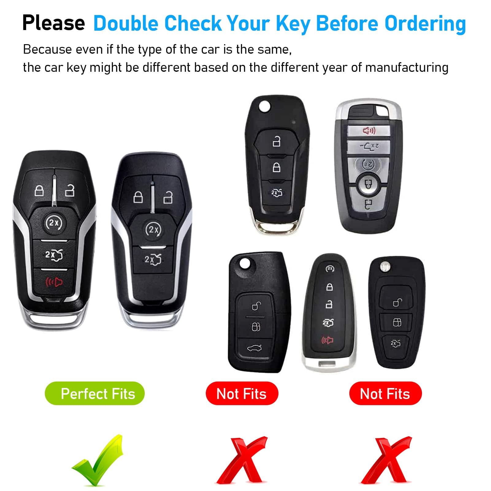 Compatible with Ford Mustang Key Fob Cover,Key Fob Shells Case for F150 Mustang Explorer Edge Fusion Lincoln MKZ MKC MKX,Metal Shell Soft Silicone Full Protection