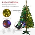 thumbnail image 5 of HOMCOM 4ft Tall Prelit Artificial Christmas Tree Holiday Décor with 208 Branches, 100 Warm White or Colorful LED Lights, Auto Open, 5 of 9